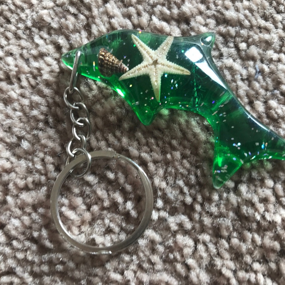 Key chain Car Key Ring Keys Holder Green Dolphin - Picture 5 of 6
